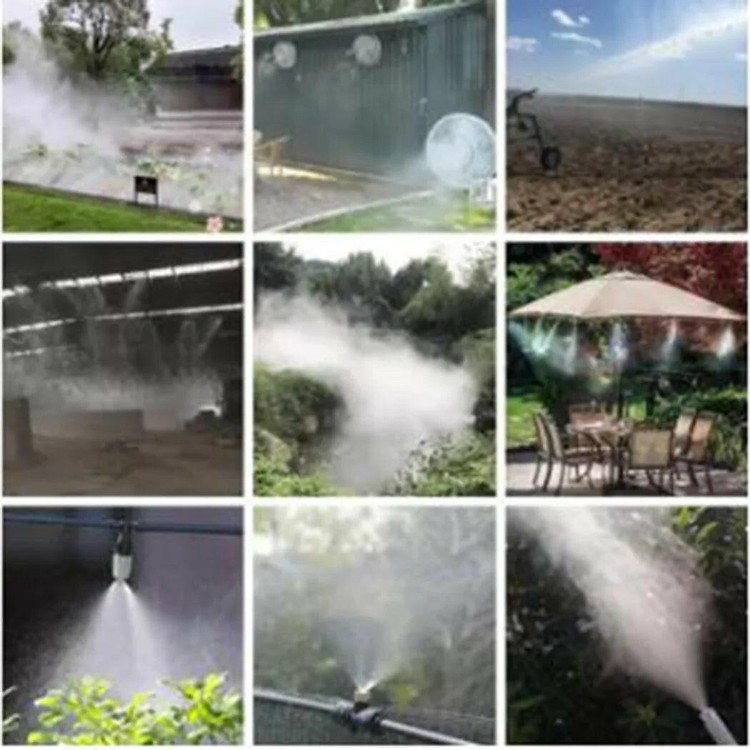 20M Hose 20 Sprinklers Nozzles Water Sprayer Misting Fog Cooling Automatic Watering Device System Garden Agricultural Sprayer