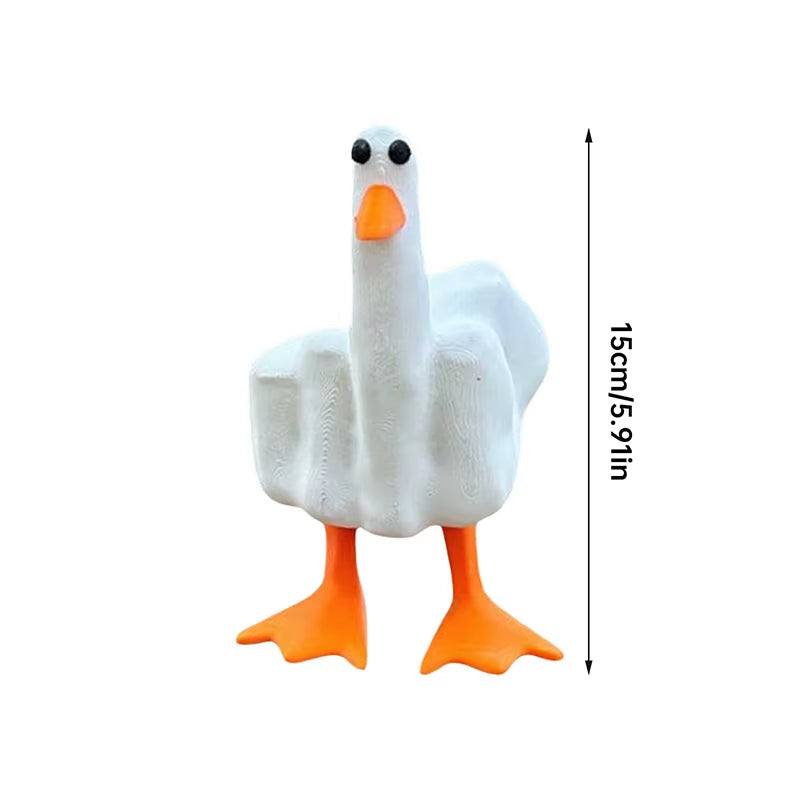 Funny Little Duck Figurine Ornament Decor Cute Middle Finger Resin Garden Statue Craft Home Garden Sculpture Creative Gift