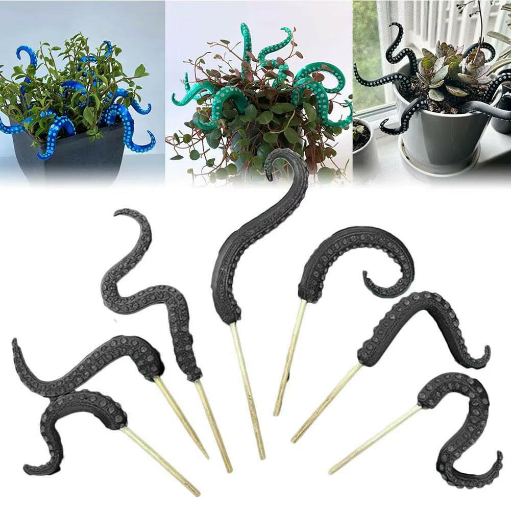 7Pcs New High-End Octopus Tentacle Stakes Resin Luminescent Decorative Plant Stakes Funny Halloween Plant Ornaments Decor