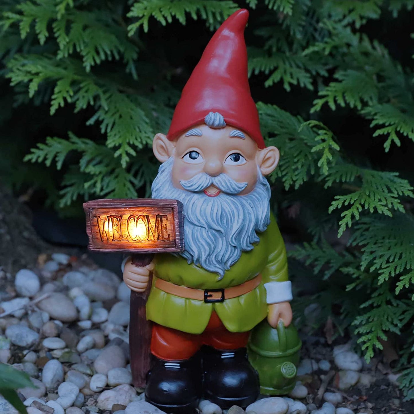 Garden Decorations - Solar Garden Statues Outdoor Clearance Large Garden Welcome Decor - Garden Gnomes Outdoor - Solar Garden Gnomes Welcome Sign Gnome Statue - Garden Nome Garden