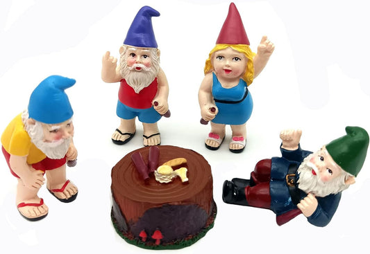 Garden Gnomes, Fairy Garden Accessories-5Pcs Funny Garden Gnomes Statues for Fairy Garden, Miniature Garden, Aquarium, and for Home, Office Decorations.