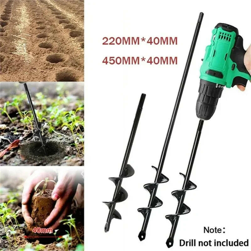 Garden Auger Spiral Drill Bit Gardening Flower Planter Earth Drill Planting Hole Digger Tool Loose Soil Drill Bit Accessories