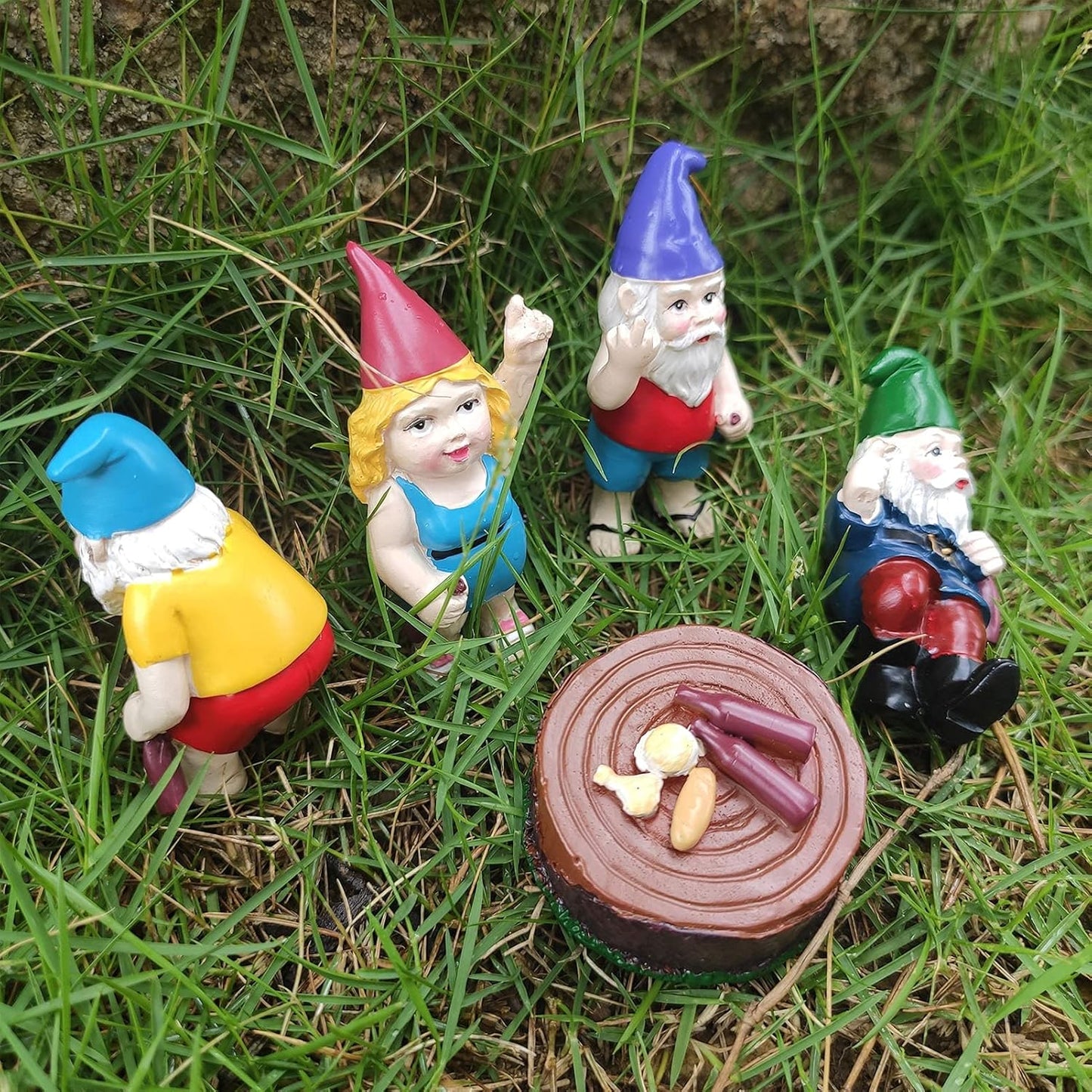 Garden Gnomes, Fairy Garden Accessories-5Pcs Funny Garden Gnomes Statues for Fairy Garden, Miniature Garden, Aquarium, and for Home, Office Decorations.