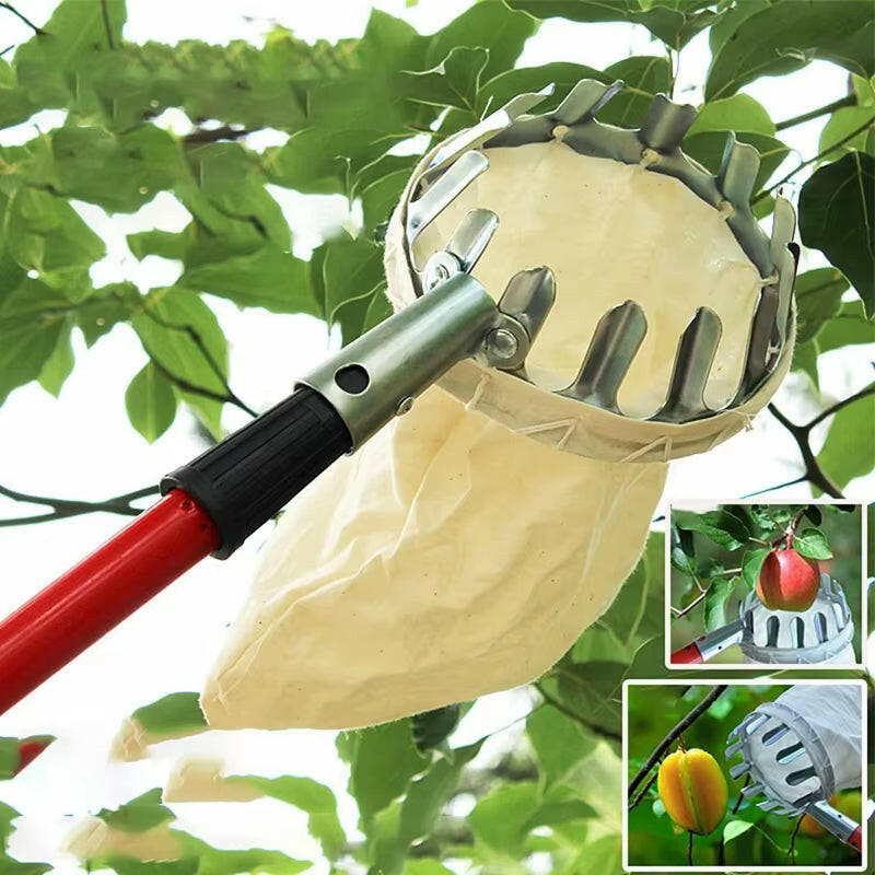 Metal Fruit Picker Orchard Gardening Apple Peach High Tree Picking Tools Fruit Catcher Collection Pouch Farm Garden Supplies