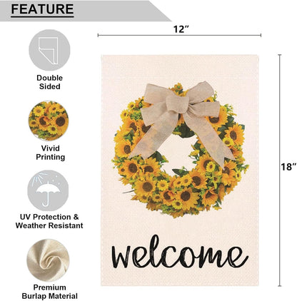 Spring Garden Flag, Garden Flags for outside Welcome Garden Flags 12X18 Double Sided Sunflower Summer Flags