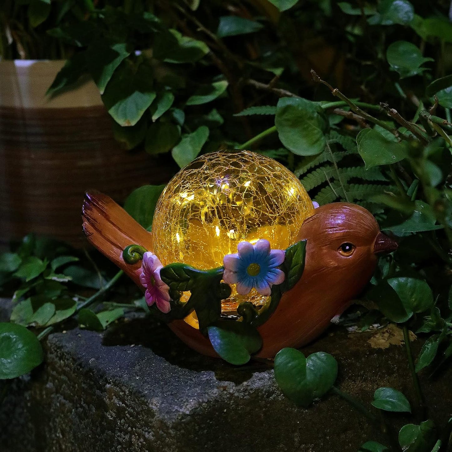 Garden Bird Atue, Garden Bird Sculptures with Solar LED Lights for Artiic Deration of Outdoor Sidewalks, Patios, and Lawns