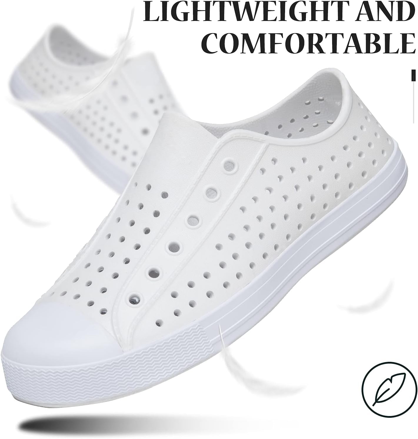 Mens Womens Fashion Breathable Beach Sneakers Shoes Lightweight Quick Dry Garden Clogs Slip on Beach Sandals for Indoor Outdoor White 13.5 Women/11.5 Men