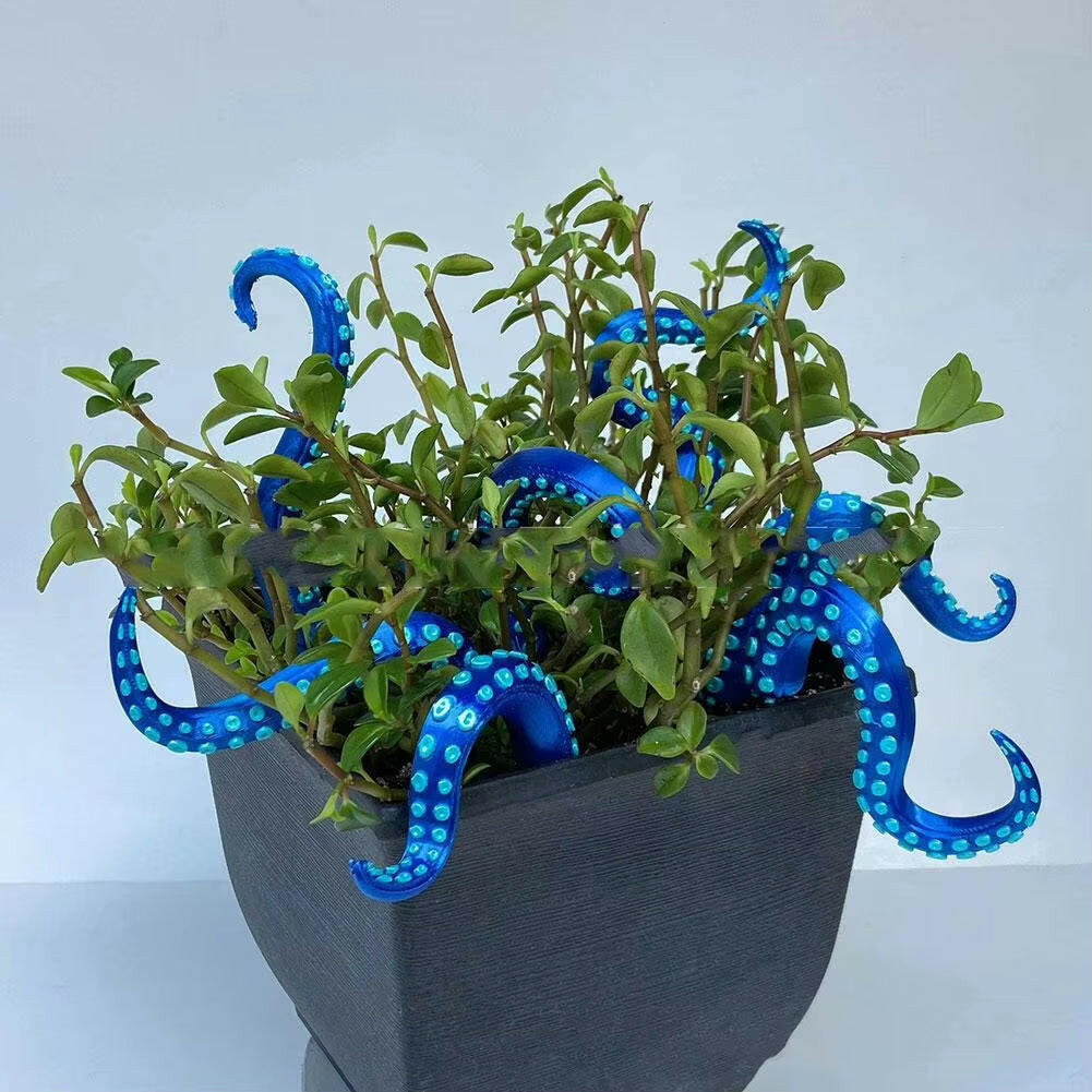 7Pcs New High-End Octopus Tentacle Stakes Resin Luminescent Decorative Plant Stakes Funny Halloween Plant Ornaments Decor