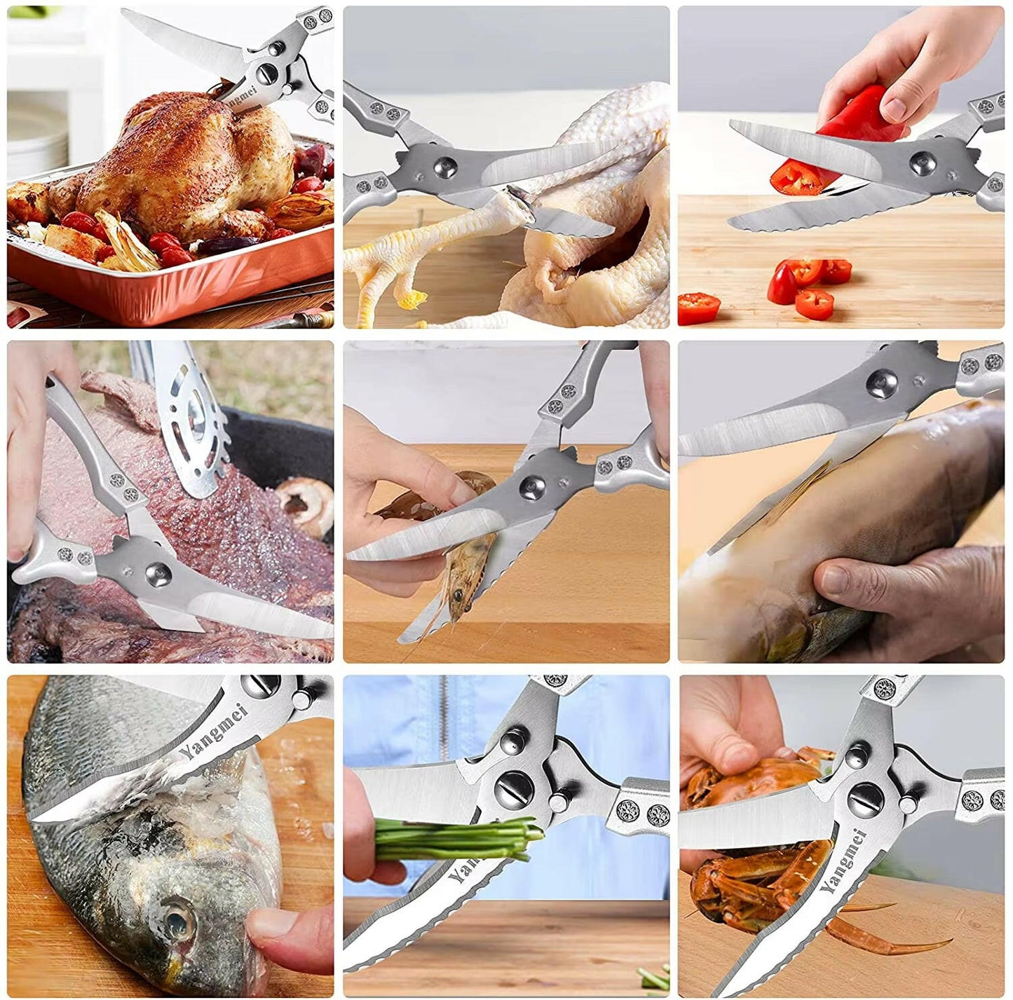 Chicken Bone Kitchen Scissors Kitchen Shears Duck Fish Cutter 4Cr13 Stainless Steel Scissors Scale Clean Cook Scissors Knife