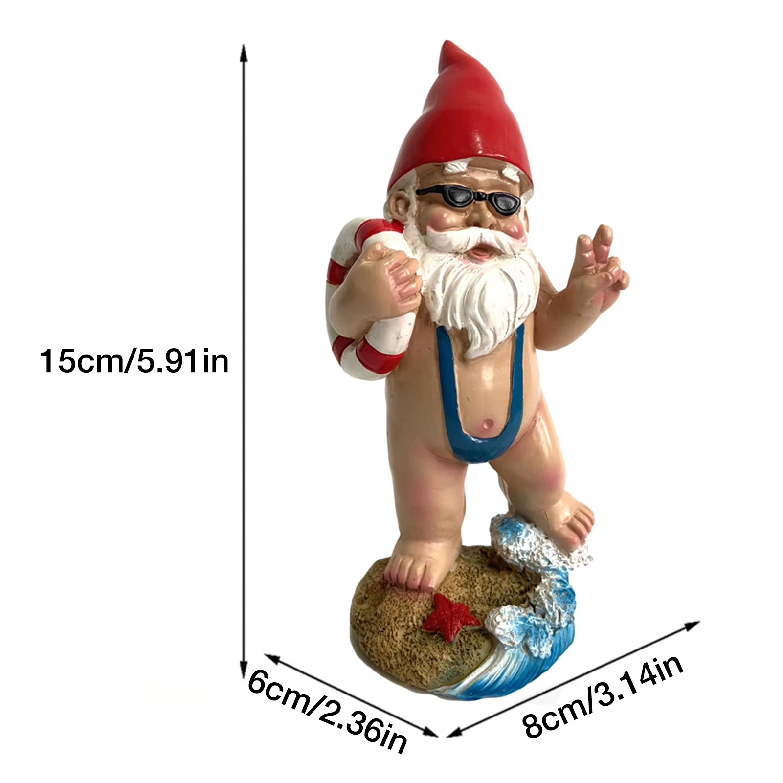 Naughty Garden Gnome Funny Resin Surfing Gnome Statue Garden Ornament Outdoor Garden Yard Decor Gnome Figurines