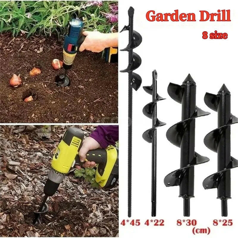 Garden Auger Spiral Drill Bit Gardening Flower Planter Earth Drill Planting Hole Digger Tool Loose Soil Drill Bit Accessories