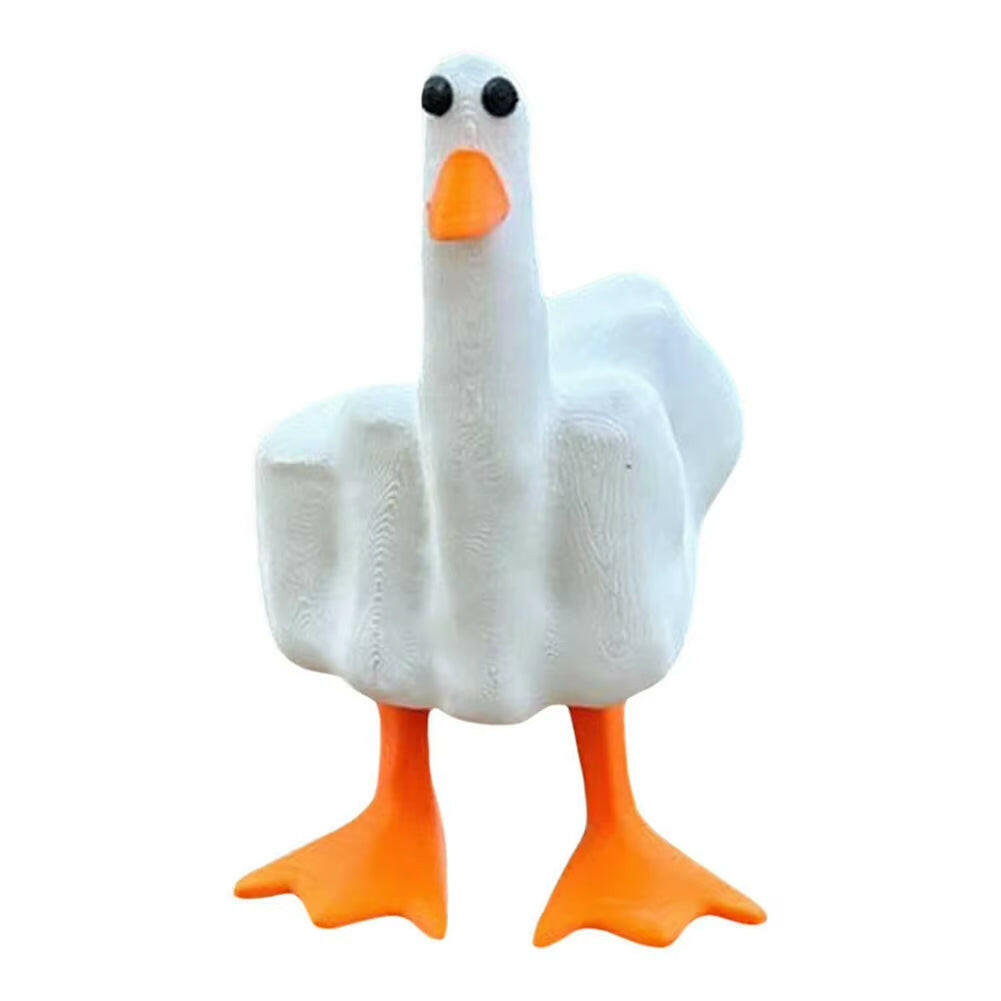 Funny Little Duck Figurine Ornament Decor Cute Middle Finger Resin Garden Statue Craft Home Garden Sculpture Creative Gift