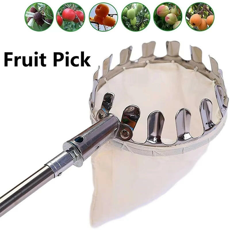 Metal Fruit Picker Orchard Gardening Apple Peach High Tree Picking Tools Fruit Catcher Collection Pouch Farm Garden Supplies